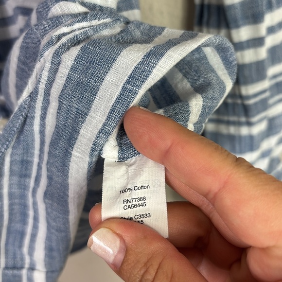 J. Crew the Perfect Shirt Blue White Striped Button Down Shirt 100% Cotton Sz XS - Picture 6 of 12